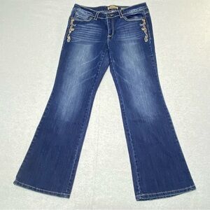 Nine West Jeans Vintage America Women’s 10P Blue Bootcut Embroidered Flap Pocket